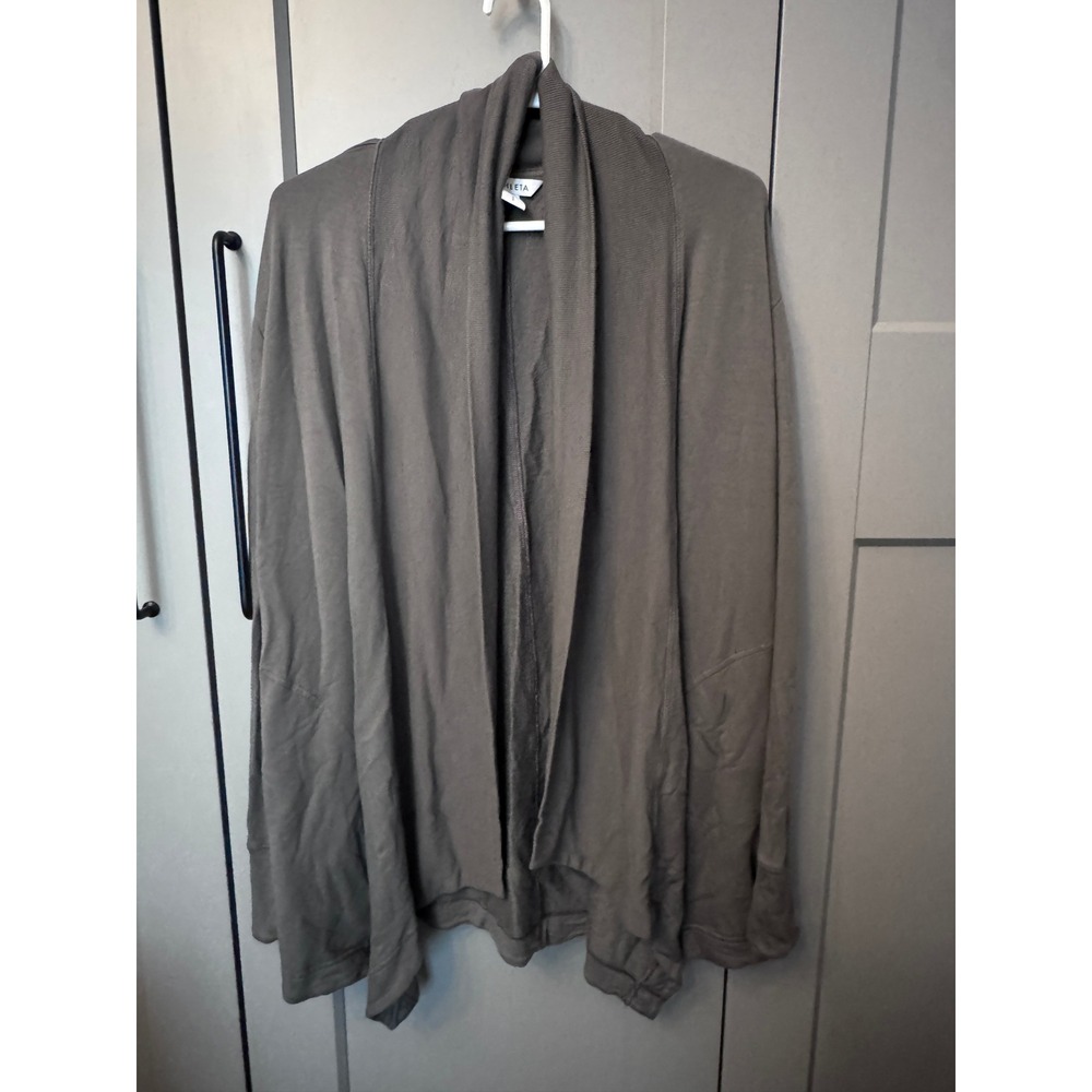 Athleta Pranayama Restore Wrap Dark Gray Open Front Cardigan Pockets Small S
